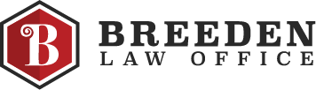 Breeden Law Office logo, black and red
