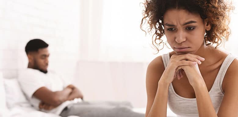 Woman upset with man