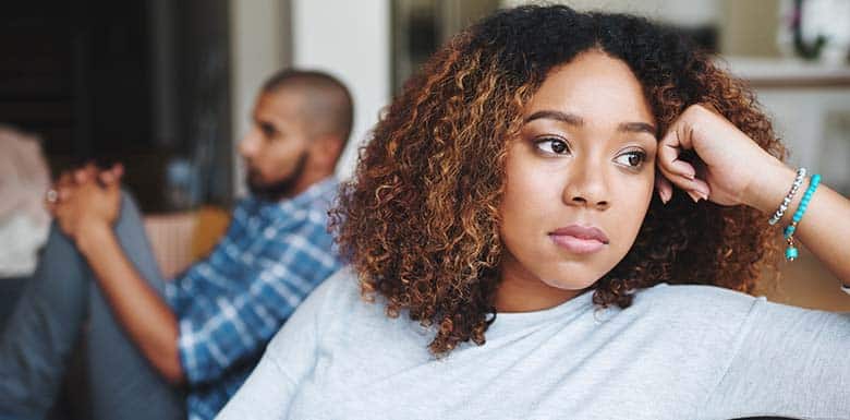 Woman looking away from husband