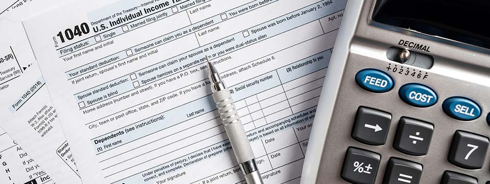 Form 1040 U.S. Individual Income Tax paperwork